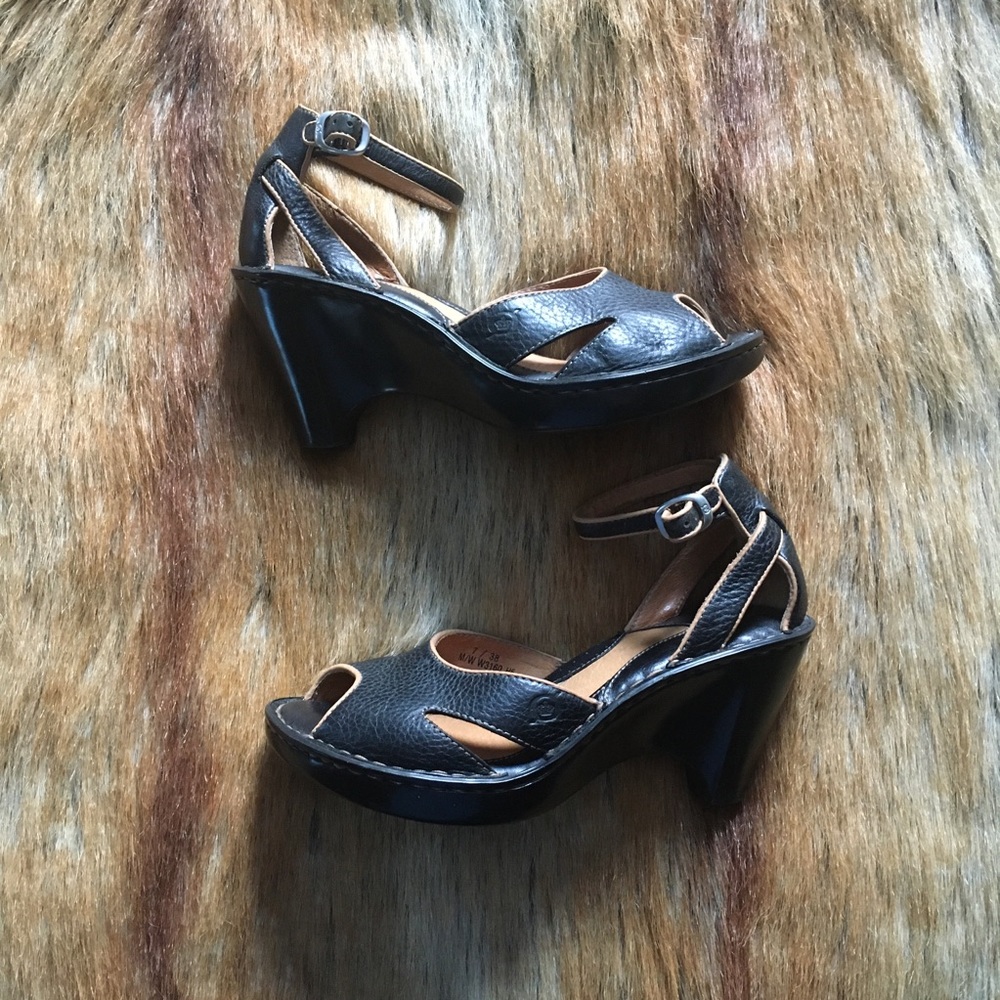 Born handcrafted footwear leather heeled sandals